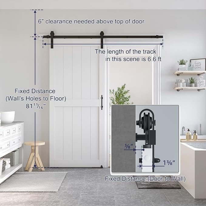 SmartStandard 36 x 80 inch White Sliding MDF Barn Door - Image 2