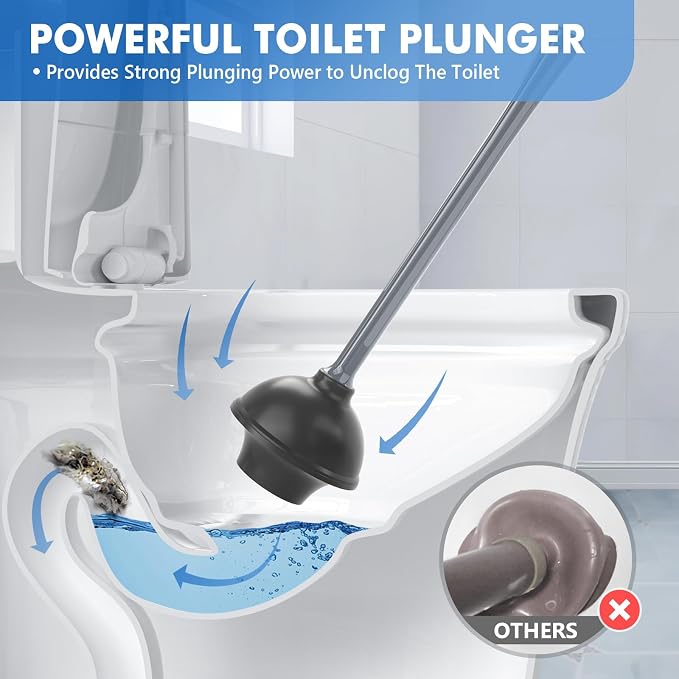 Toilet Plunger and Brush with Holder, Bowl Brush and Heavy Duty Toilet Plunger - Image 2