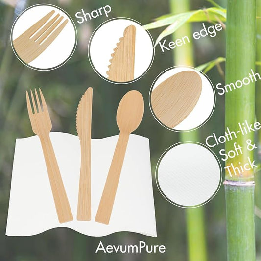 AevumPure 30 Sets Bamboo Cutlery - Image 2