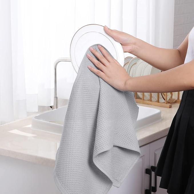 Homaxy 100% Cotton Waffle Weave Kitchen Towels, Quick Drying Cleaning Towels - Image 4