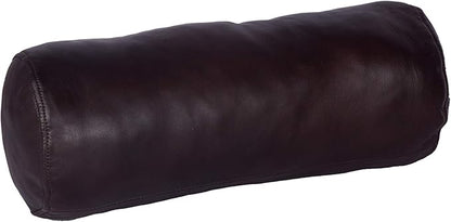 Neck Roll Pillow Cushion Cover, 22x5 Inch Full Moon Round Bolster Pillow Case, Cylinder Soft Lambskin Leather Pillowcase for Head, Spine & Neck Support During Sleep - Dark Brown Pack of 1