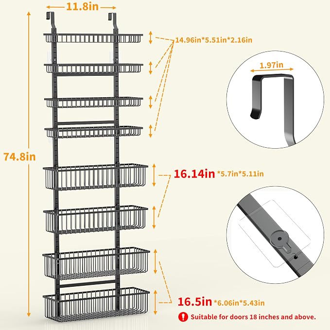 Moforoco Over The Door Pantry Organizer, Pantry Door Organizer Shelves - Image 4