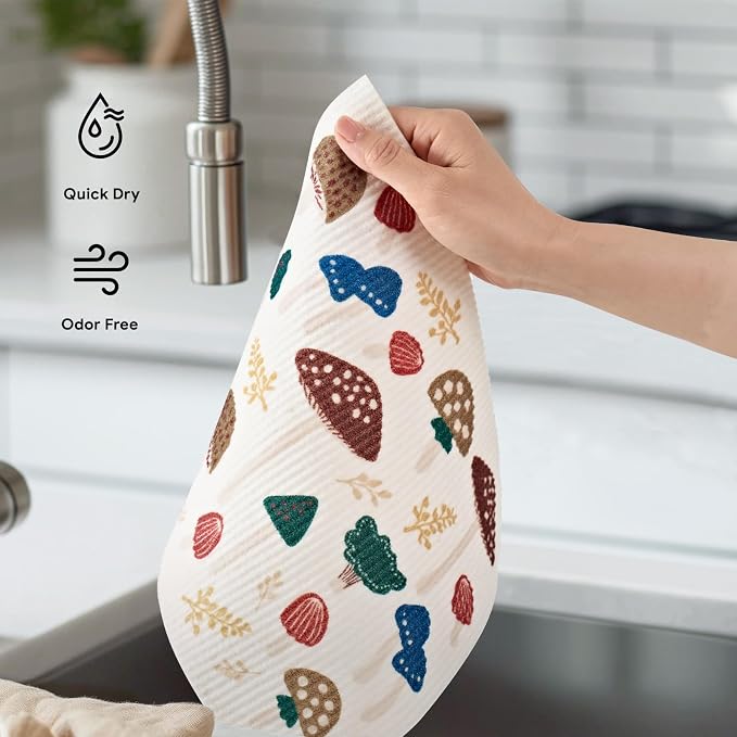 RECYCO Swedish Dishcloths for Kitchen | 4 Pack Oversized Washable Dish Rags | - Image 6
