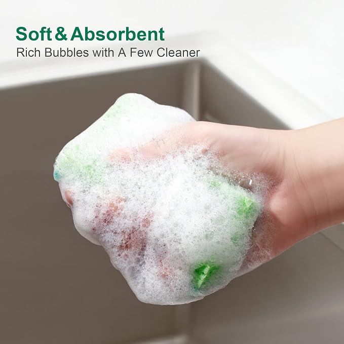 JOYMOOP Clean Sponges, Dual-Sided Non-Scratch Soft Scrub Dish Sponge, Safe - Image 5