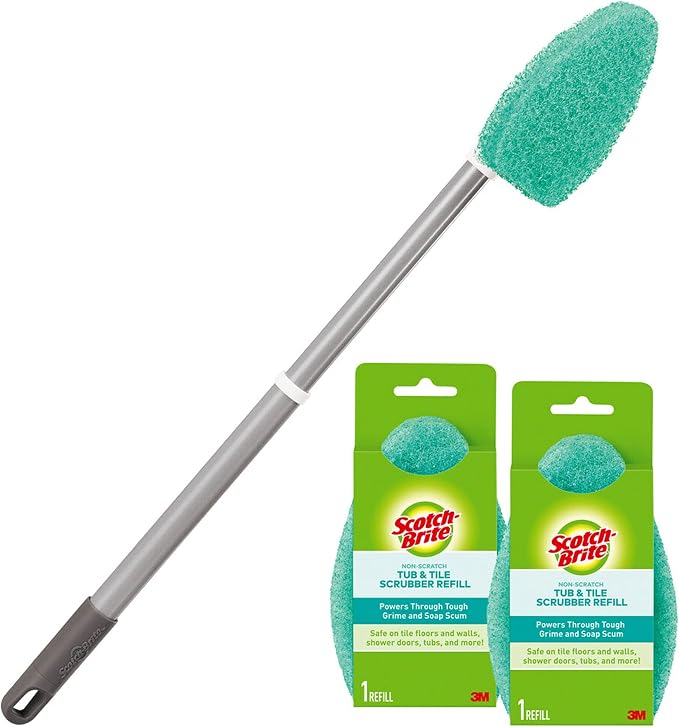 Scotch-Brite Extendable Tub & Tile Scrubber Kit, Includes 1 Handle and 3 by Scotch-Brite