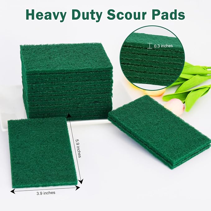 YoleShy 40 Pcs Scouring Pad, Dish Scrubber Scouring Pads, 4 x 6 inch Green - Image 2