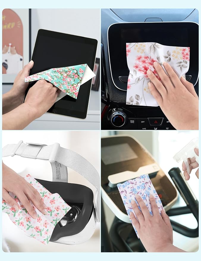 6PCS Thickened Glasses Cleaning Cloth Elegant Flower Design Microfiber Cleaning - Image 4