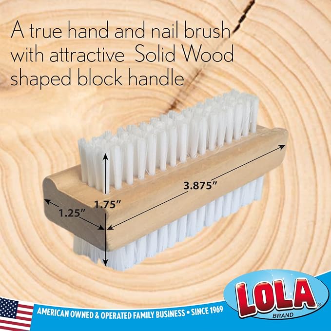 LOLA Classic Hand & Nail Wood Brush, 12 Pack, Heavy Duty 2 Sided Soft & Stiff - Image 6