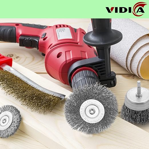 Wire Brush Set 20 Pcs, 1/4 Inch Hex Shank Wheel - Image 7