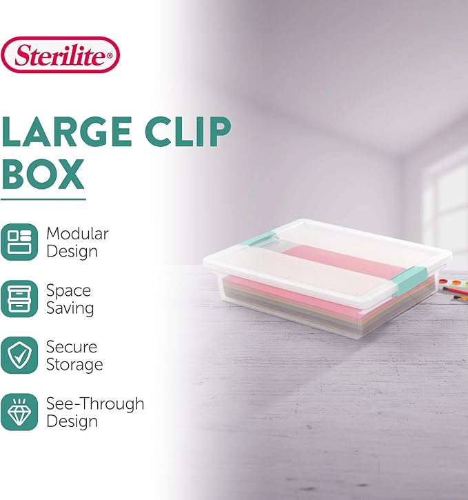 Sterilite 12-Pack Clip Box, Stackable Clear Plastic Bins - Image 2