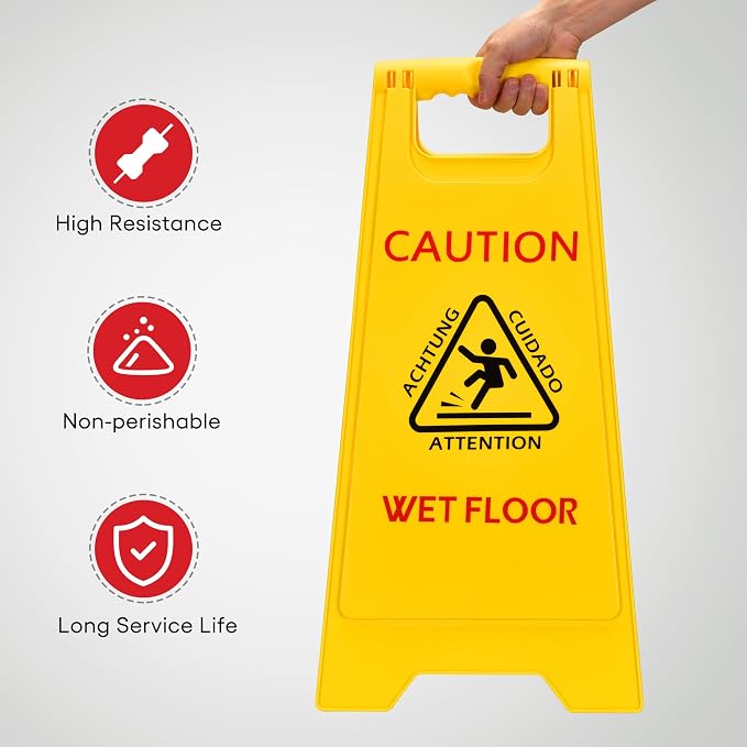MATTHEW CLEANING 25'' Industrial Wet Floor Sign 3 Pack 2-Sided Safety A-Frame - Image 2