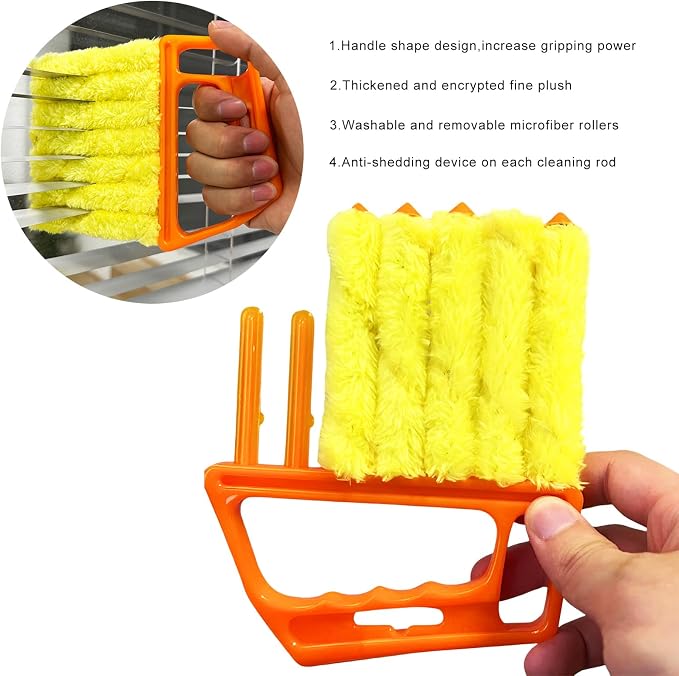 4 PCS Blind Cleaner Duster Tool, 7 Finger Handheld Window Shutters Duster - Image 5