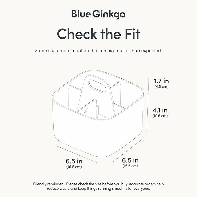 BLUE GINKGO Small Stackable Organizer Caddy – Korean-Made Portable Tote - Image 3
