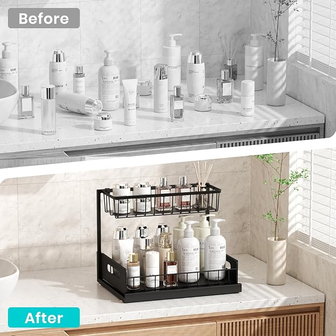 USTECH Under Sink Organizer, Cabinet Organizer, Bathroom Organizer, Under Sink - Image 7