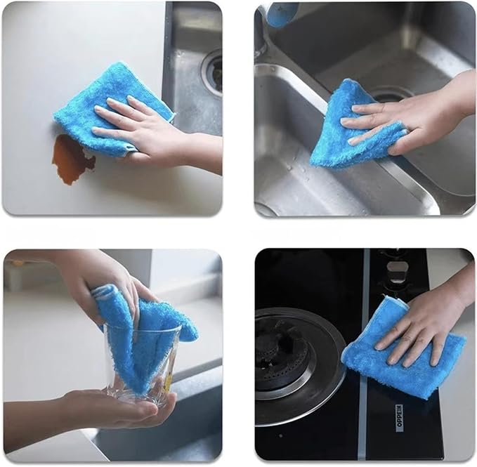 Natural Bamboo Fiber Small Dishcloths 6-Pack Reuseable Cleaning Cloths Quick - Image 5