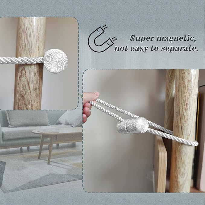 Hion Magnetic Curtain Tiebacks White 6 Pack, Curtain Tiebacks Buckles Holdbacks - Image 6