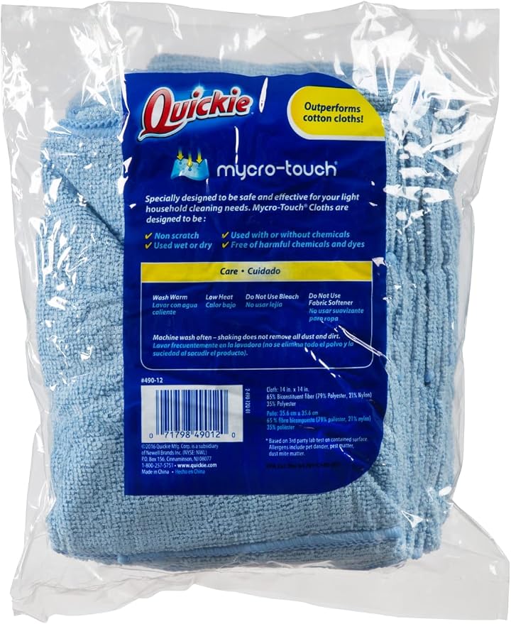 Quickie Microfiber Cleaning Cloth 14 X 14 inch, 12 Pack, All-Purpose Towel/Wiper - Image 3