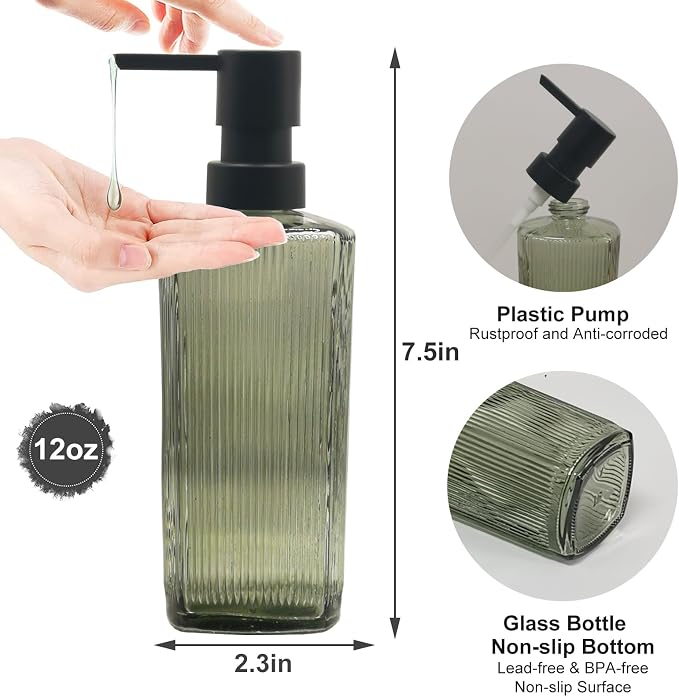 Green Glass Soap Dispenser - Image 2