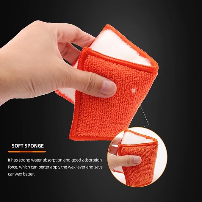 SPTA Car Interior Scrubbing Sponge, Microfiber Car Wax Applicator, Car Wash - Image 8