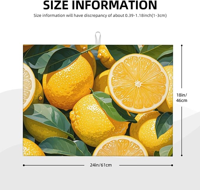 lemon Dish Drying Mat Highly Absorbent Double-Sided Microfiber - Image 2