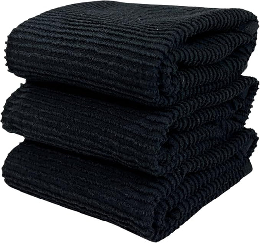 Serafina Home Oversized Solid Color Black Kitchen Dish Towels: 100% Cotton by SerafinaHome