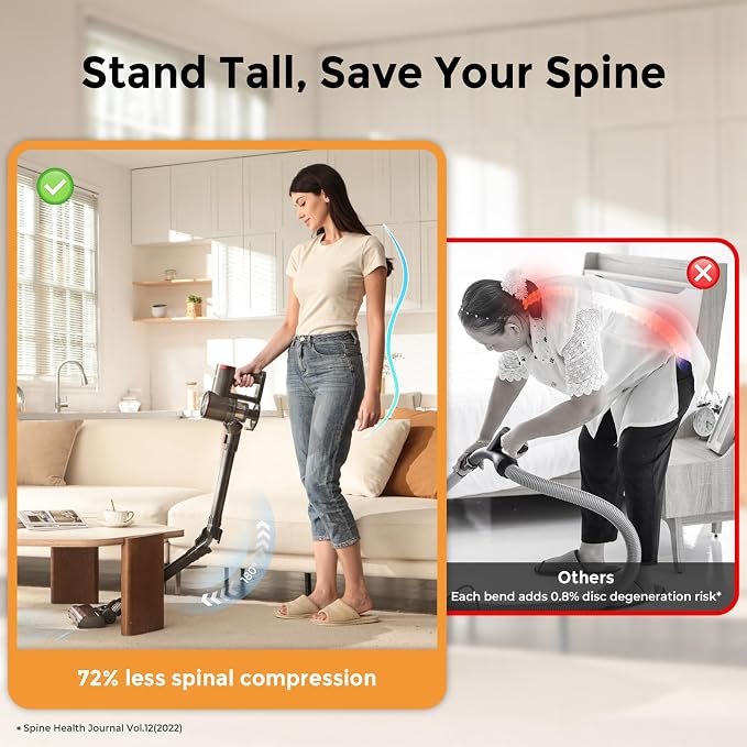 Cordless Vacuum Cleaner with Back-Saving&Self-Standing, Upright Vacuum Cleaners - Image 2