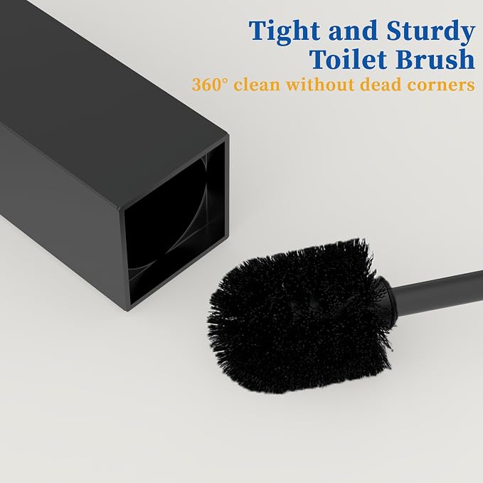RUACQ Toilet Brush and Holder Set 2pcs, Square Toilet Bowl Brush - Image 6