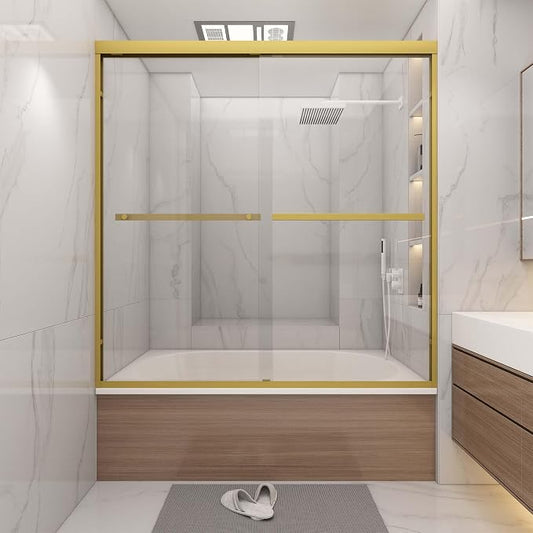 Tub Shower Door 56-60" W x 60" H, Brushed Gold Bathtub Door by BathlinkBathroom