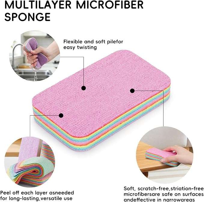 9PCS Functional Scrub Sponges Set, Dad Mom Daily Scrub Sponge - Image 5