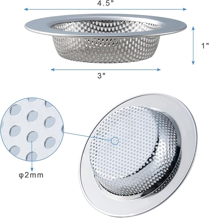 2 Pcs Sink Strainer for Most Kitchen Sink Drain Basket, Upgraded Double-Layer - Image 4