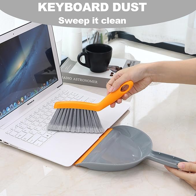 Mini Broom with Dustpan Combo Set Small Dust pan and Brush Set Quick Cleanup - Image 3