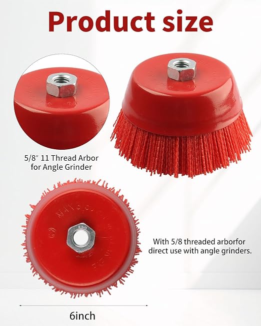 Nylon Cup Brush for Angle Grinder, 6 Inch Coarse Sanding Scuffing, 5/8" 11 - Image 5
