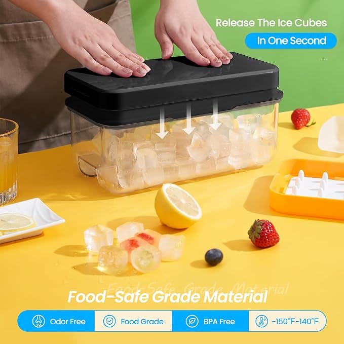 PHINOX Ice Cube Tray with Lid and Bin, 3 Pack Plastic Ice Cube Tray Molds - Image 3