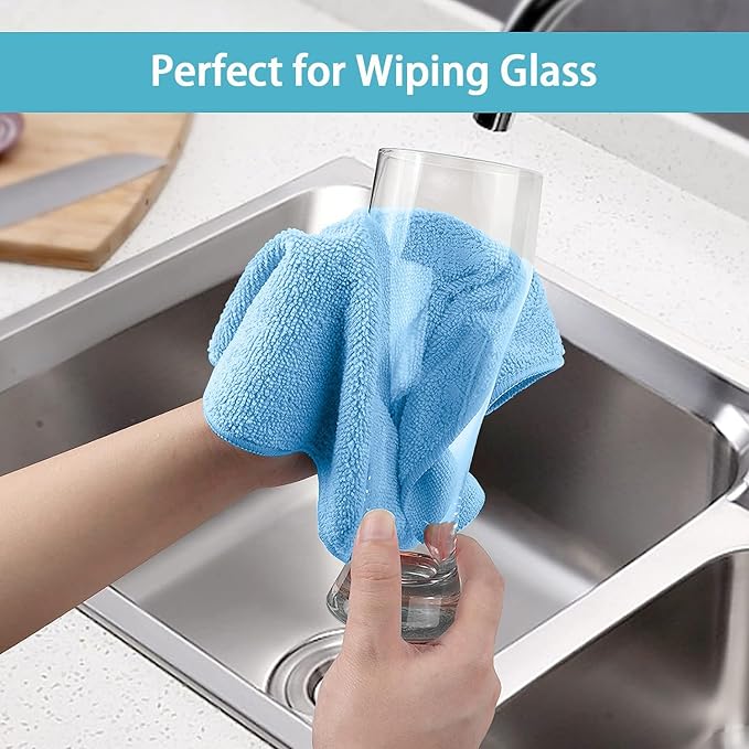 HOMEXCEL Blue Microfiber Cleaning Cloth, 5 Pack Cleaning Towels - Image 5