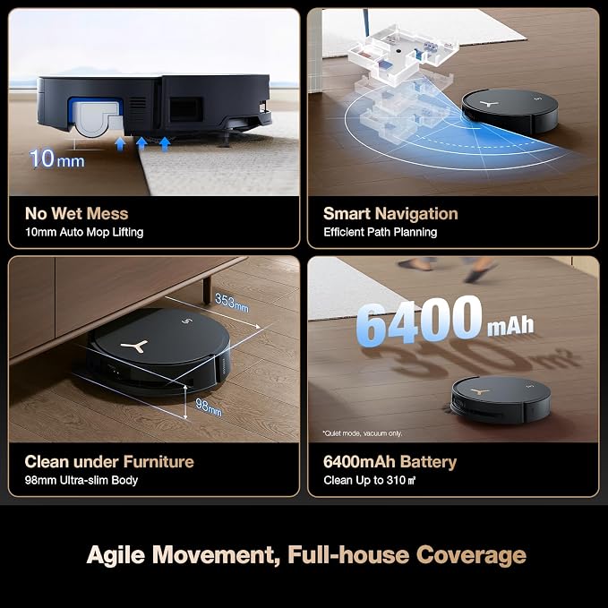 ECOVACS DEEBOT X8 PRO OMNI Robot Vacuum and Mop, OZMO ROLLER Instant - Image 7