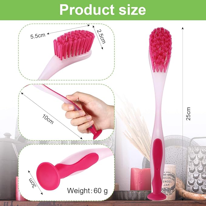 5 Pieces Long Dish Brush with Handle Assorted Color Dishwashing Brush with - Image 2