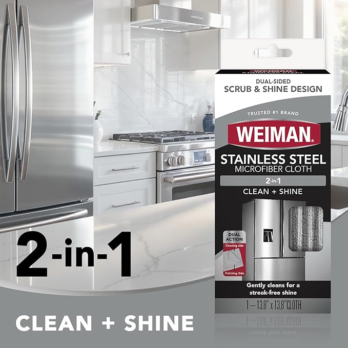 Weiman Microfiber Cloth for Stainless Steel, Safely Traps and Removes Dirt - Image 3