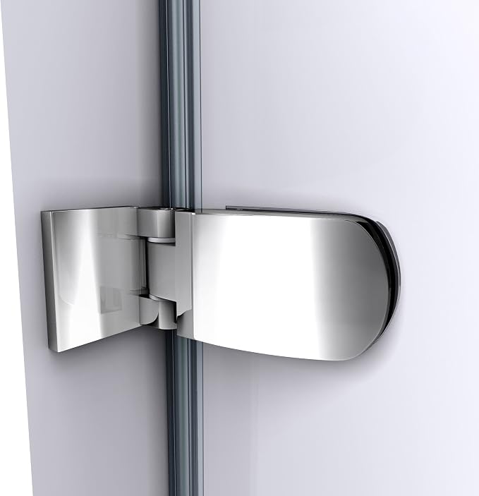 DreamLine Aqua Uno 34 in. W x 58 in. H Frameless Hinged Tub Door in Brushed - Image 10