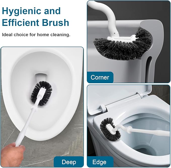 Toilet Bowl Brush and Holder Sturdy Plastic Long Handled Toilet Brushes - Image 7