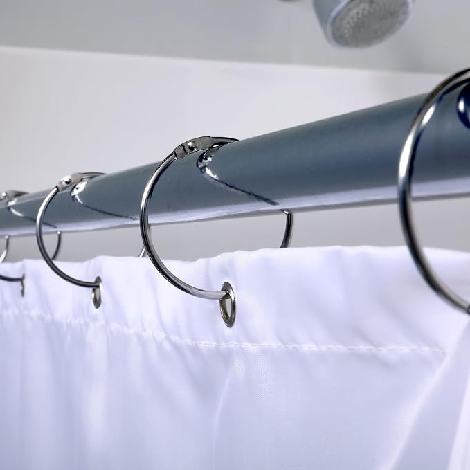 SlipX Solutions Chrome Simple Slide Shower Curtain Rings Provide Effortless - Image 2