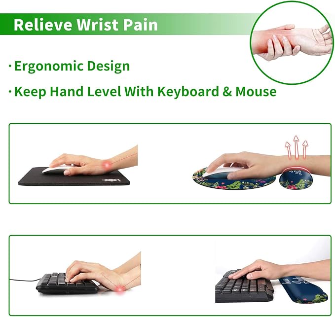 Ergonomic Keyboard Wrist Rests Gel Memory Foam Mouse Pad - Image 2