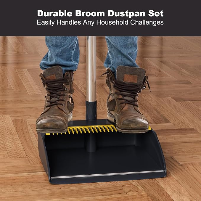 MOPUP Broom and Dustpan Set, 52 inch Long Adjustable Handle Broom - Image 6