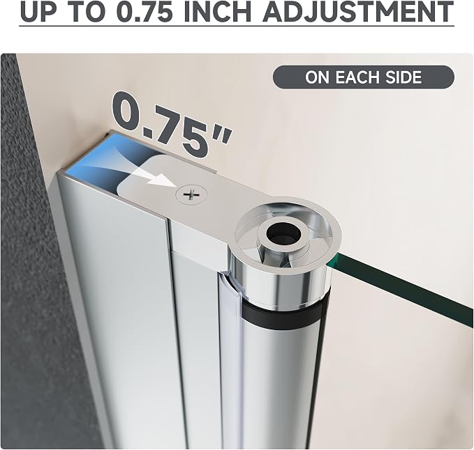 Glass Shower Door 33.5-35" W x 72" H, UCALAFEE Frameless Pivot Swing Door - Image 3
