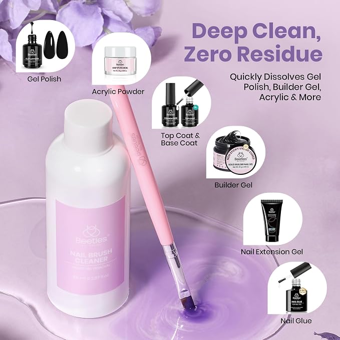 Beetles Nail Art Brushes Cleaner and Conditioner 85ml/2.87 Fl.Oz Nail Brush - Image 3