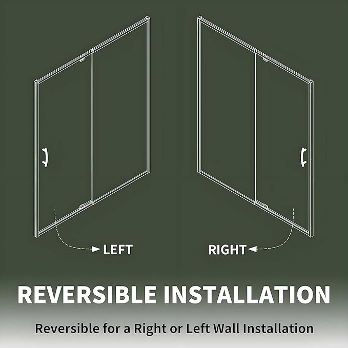 Pivot Glass Shower Door, 44–48" W x 71" H, 1/4" Clear SGCC Tempered Glass - Image 6