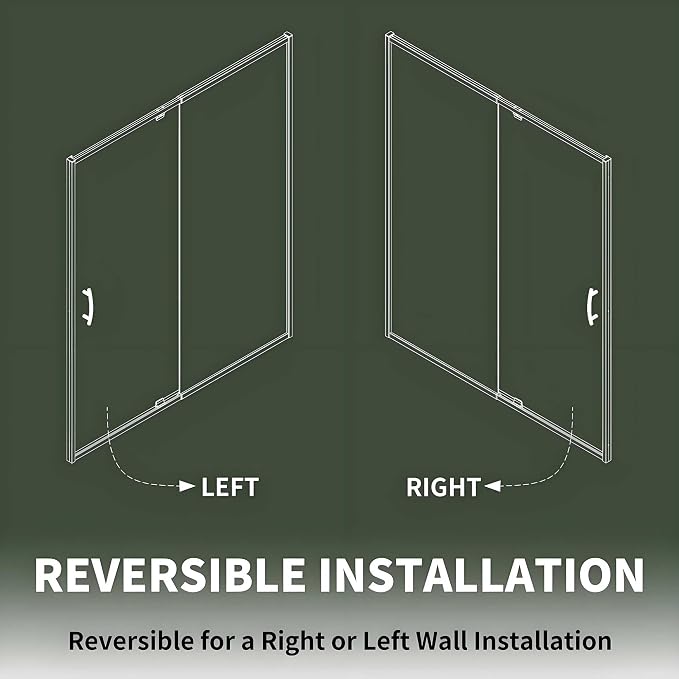 44-48" W x 71" H Pivot Glass Shower Door, 1/4" Thick SGCC Tempered Rain Glass - Image 6