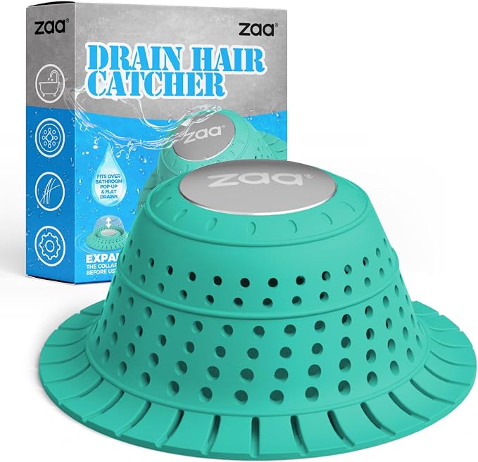zaa Bathtub Drain Hair Catcher, Silicone Collapsible 1 Pack Drain Protector by zaa
