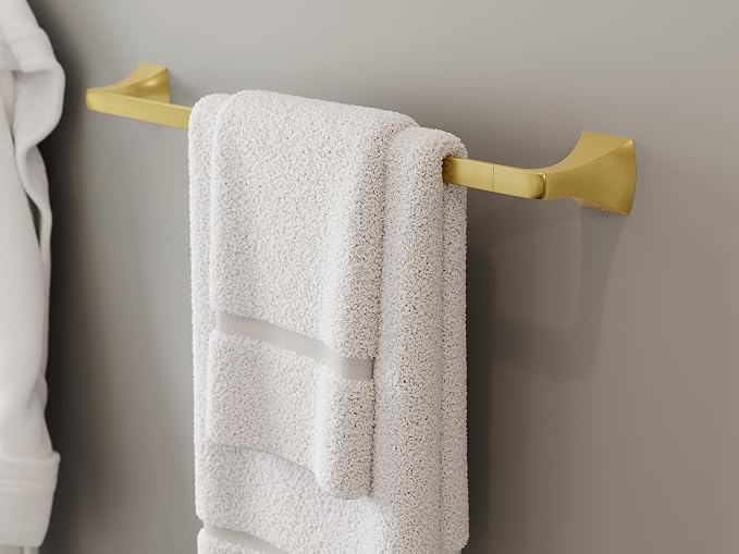 Pfister Bruxie Bath Towel Bar for Bathroom, Wall-Mounted, Brushed Gold Finish - Image 2