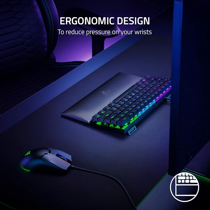 Razer Ergonomic Wrist Rest for Mini Keyboards: Plush Leatherette Memory Foam - Image 3