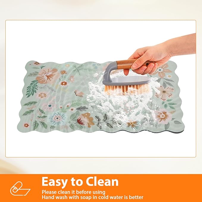 Scalloped Bohemian Coffee Bar Mat Dish Drying Mats - Image 3